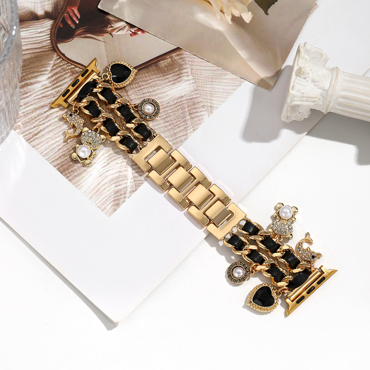 For Iwatch Strap Xiaoxiang Style Iwatch6543 Generation Denim Chain Metal BraceletXiaoxiang Style Strap