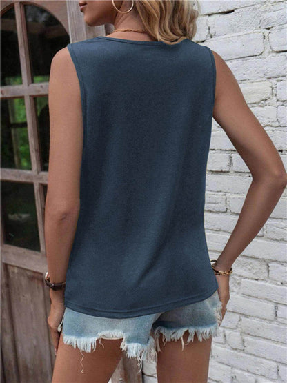 Cutout Twisted Round Neck Tank for Stylish Comfort