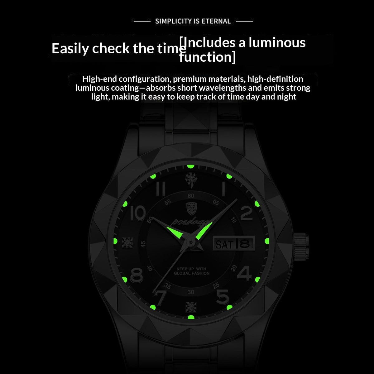 Womens Waterproof Luminous Dual-calendar Watch