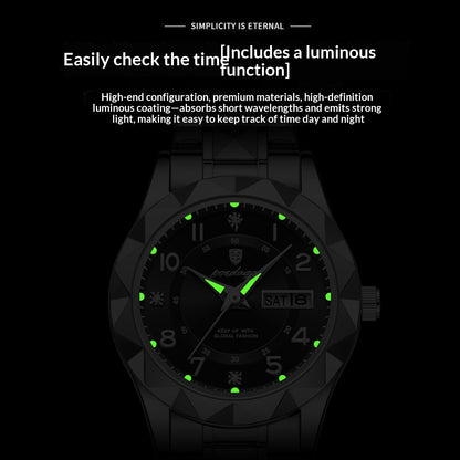 Womens Waterproof Luminous Dual-calendar Watch