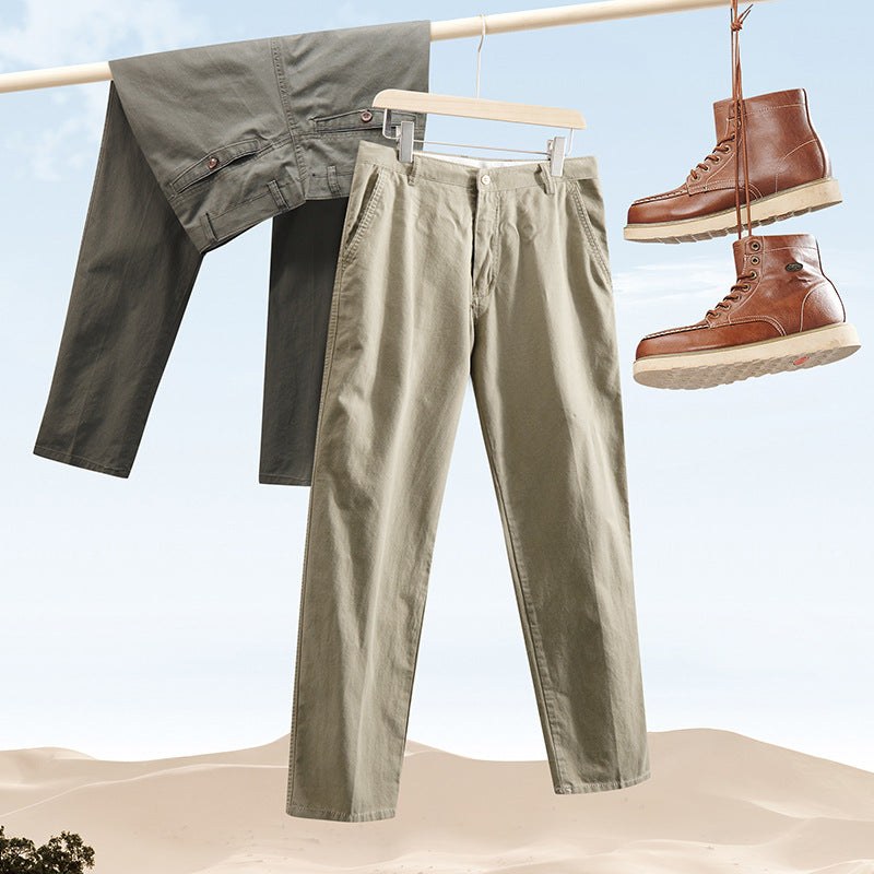 Men's Loose Fit Straight Leg Casual Trousers - Comfortable Daily Wear Pants for Men
