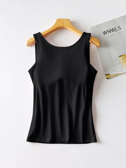 Round Neck Tank with Bra for Comfortable Everyday Wear
