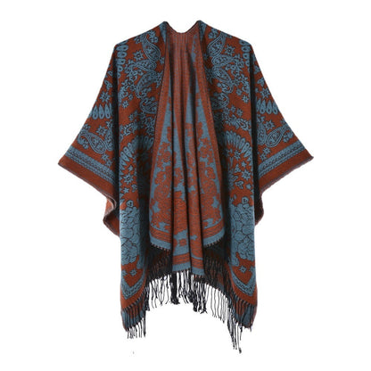 Tasseled Thickened Warm Faux-cashmere Shawl