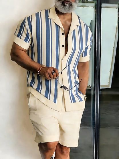 Short-sleeve Shirt And Beach Pants Casual Set
