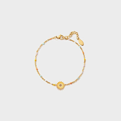 Sunflower Shape 18K Gold-Plated Bead Bracelet for Women