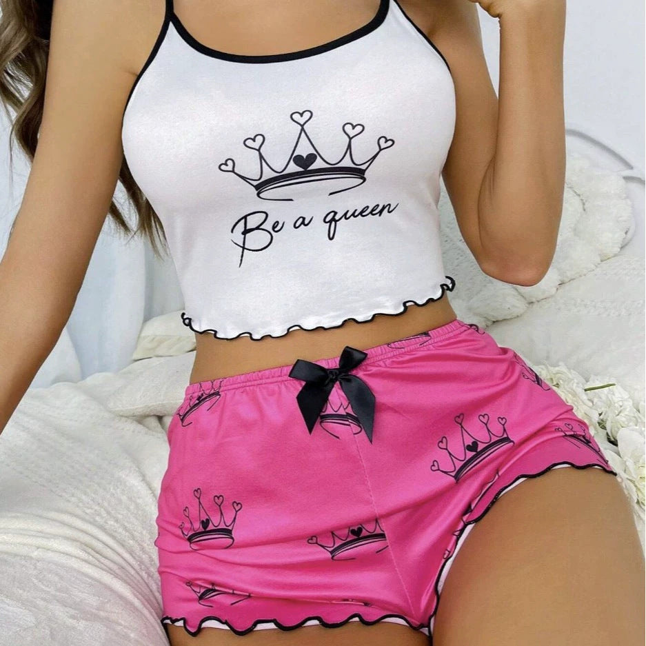 New Printed Casual Loungewear Shorts And Camisole Two-piece Set For Women