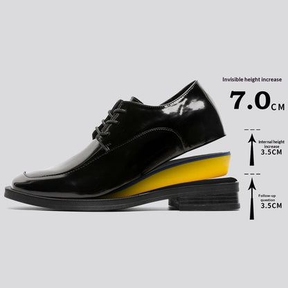 Men's Business-Casual Chunky-Heel Elevator Shoes In British Style