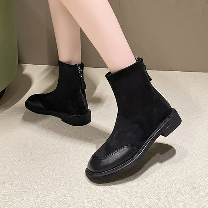 British-style Square-toe Boots For Women