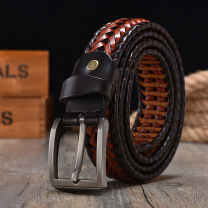 Handwoven Vintage Leather Belt For Men