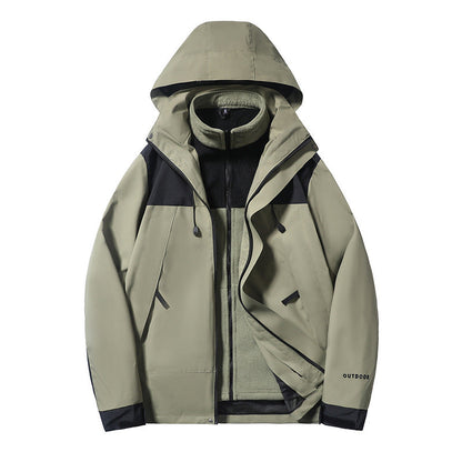 Three-in-one Outdoor Keep Warm Couple Color Matching Shell Jacket