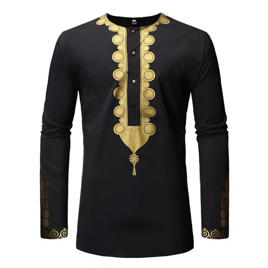 Men's Casual Long Sleeve Bronzing Polyester Shirt