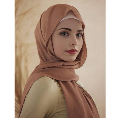 Summer Solid-Color Pearl Chiffon Bubble Womens Headscarf