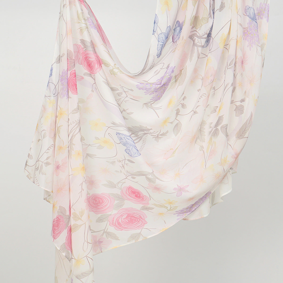 Printed Chiffon Long Scarf For Women Versatile And Fashionable For Outerwear