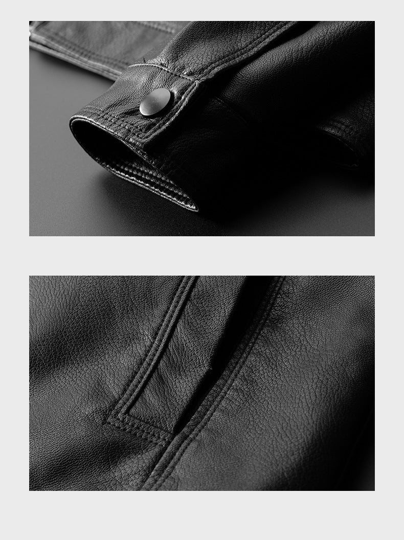 Mens' Stand-up Collar PU Leather Biker Jacket