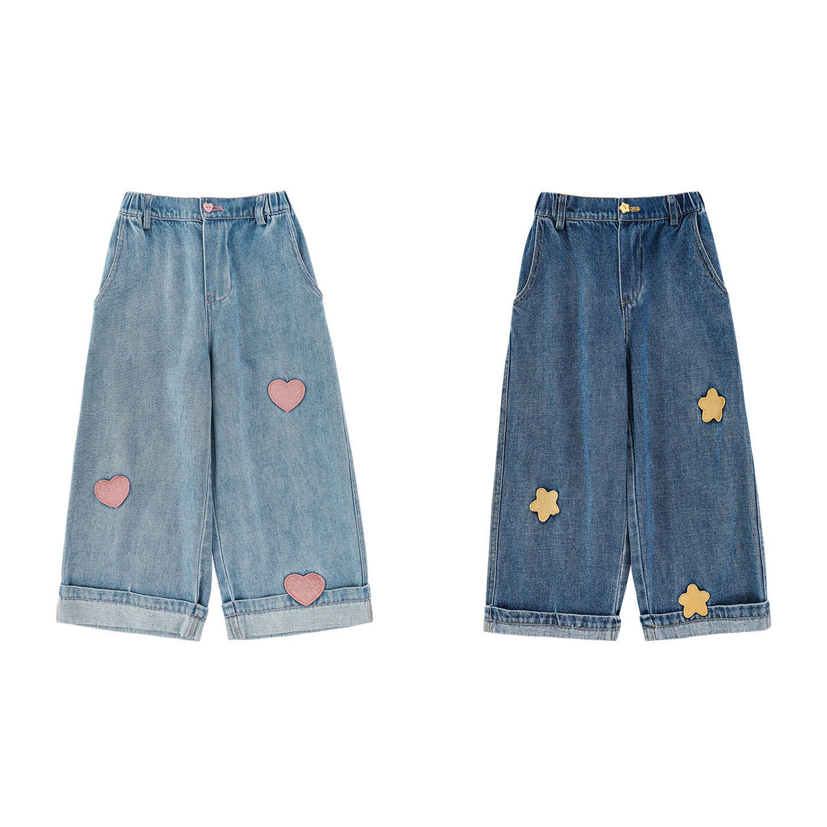 Wide Leg Embroidered Wrinkle Resistant Jeans