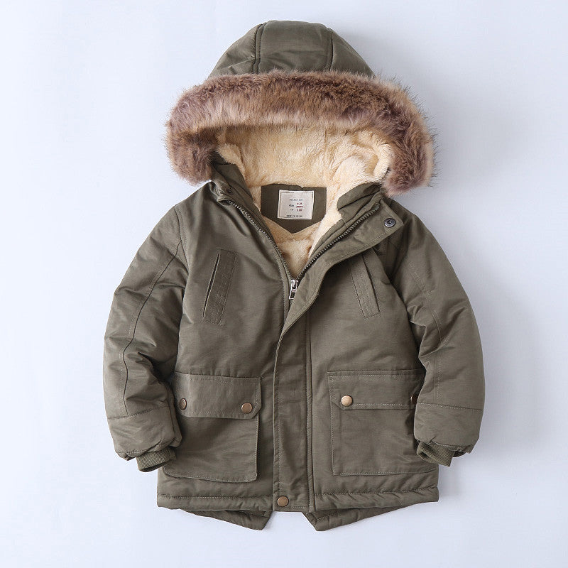 Fleece-lined Thickened Boys Cotton-padded Cotton Wadded Jacket