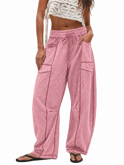 Women's Casual Drawstring Loose Wide-leg Pants