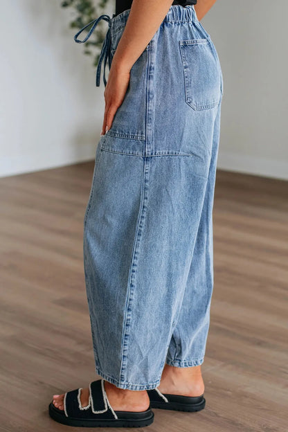 Wide Leg Drawstring luxury Jeans