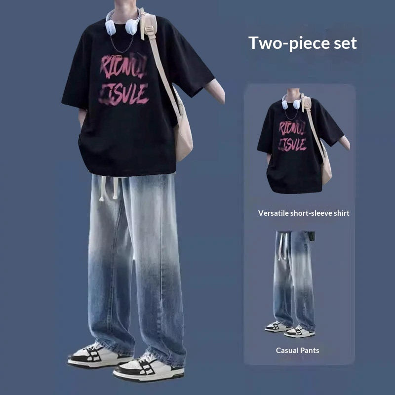 Short-sleeve And Longpants Set, Mens Springsummer Style, Edgy And Handsome, Hong Konginspired