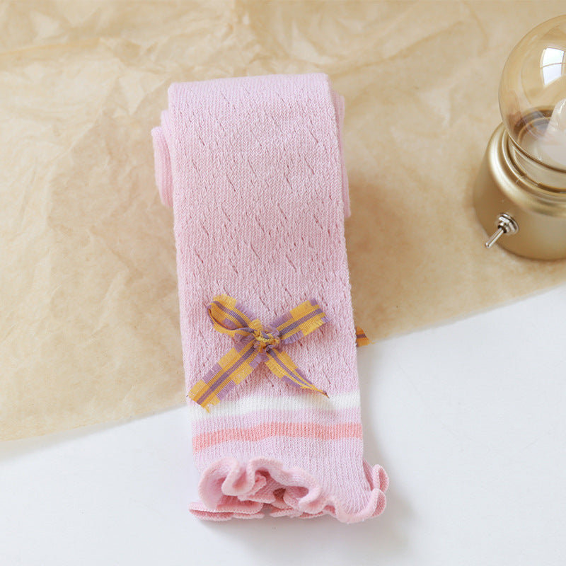Ice Silk Cotton Baby Long Tube Over The Knee Socks Bow Girls Socks