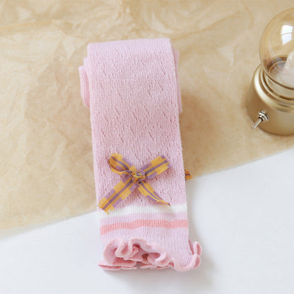 Ice Silk Cotton Baby Long Tube Over The Knee Socks Bow Girls Socks