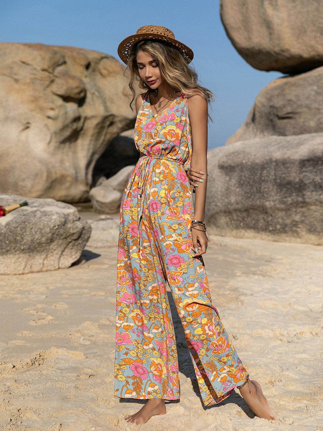 V-Neck Wide Leg Jumpsuit for Effortless Chic Style