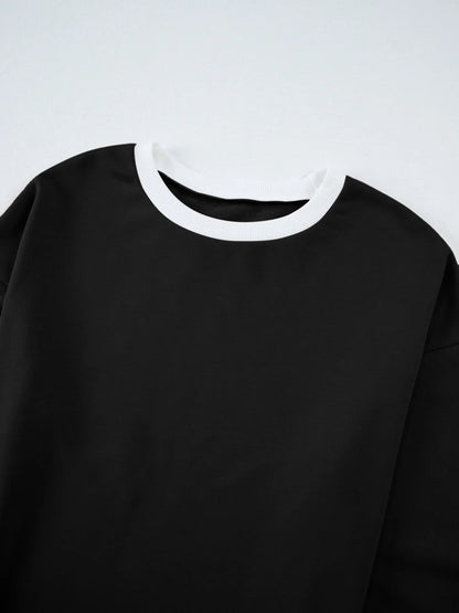 Contrast Trim Round Neck Top and Pants Set