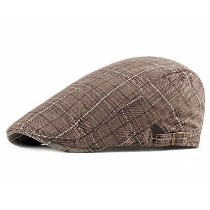Mens Retro British Gingham Peaked Cap