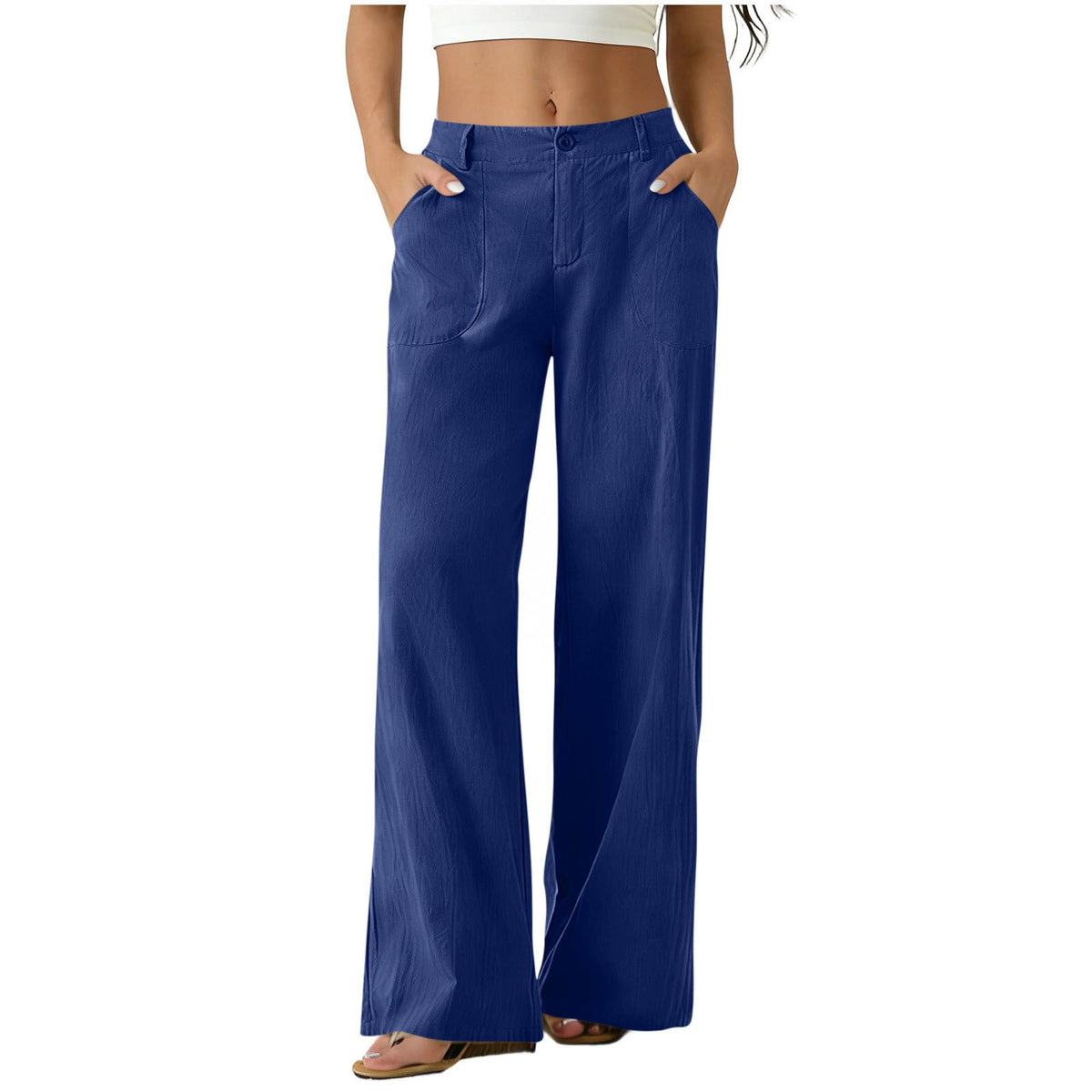 European And American Cross-border Women's Clothing  Women's Formal Suit Pants With Elastic Waistband, Patch Pockets, Solid Color, Single-button Trousers