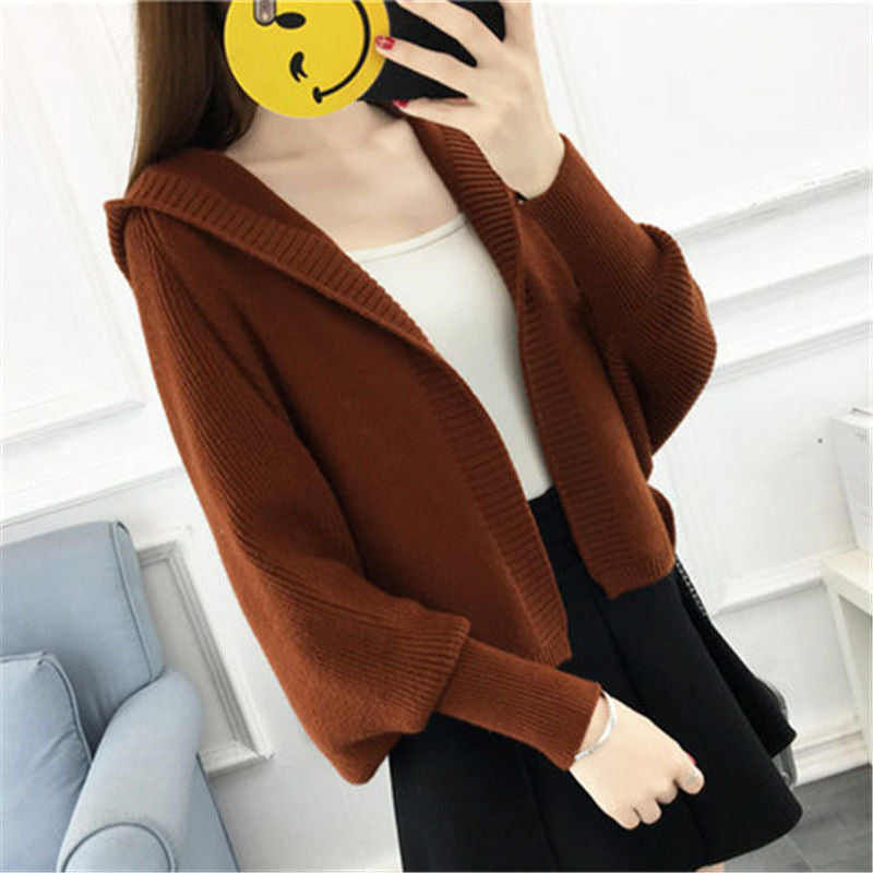 Womens Loose-fitting Cardigan, Short Sweater Jacket