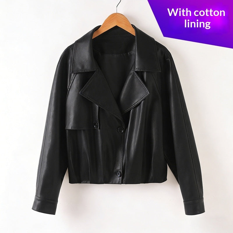 Korean-style Short Leather Jacket For Women