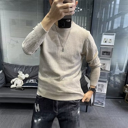 Mens New FallWinter Loose-Fit Crew-Neck Long-Sleeve Knit Sweater