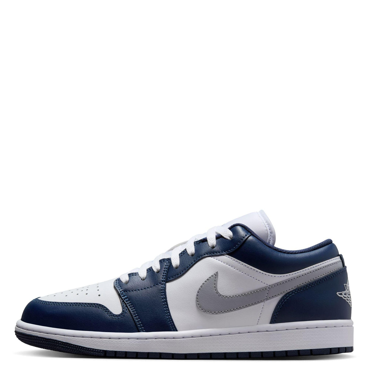 NIKE Air Jordan 1 Low Mens Shoes (553558-141 White/Midnight Navy/Wolf Grey) Size 9.5
