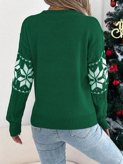 Christmas Snowflake Cable Knit Sweater