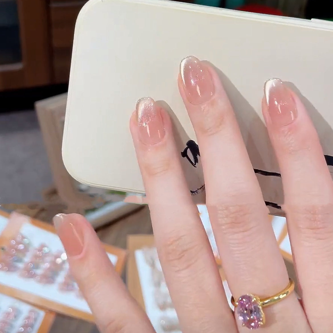 Advanced Nude Cat's Eye Nails