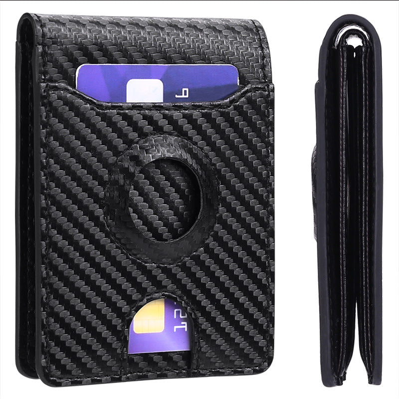 Carbon Fiber Leather Wallet Tracker Men