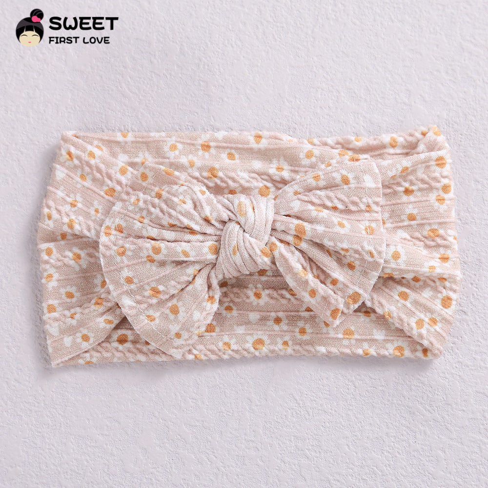 Children's Wide-brimmed Elastic Bow Baby Printed Headband