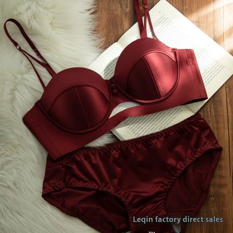 French Style Red Underwear For Women Large Bra