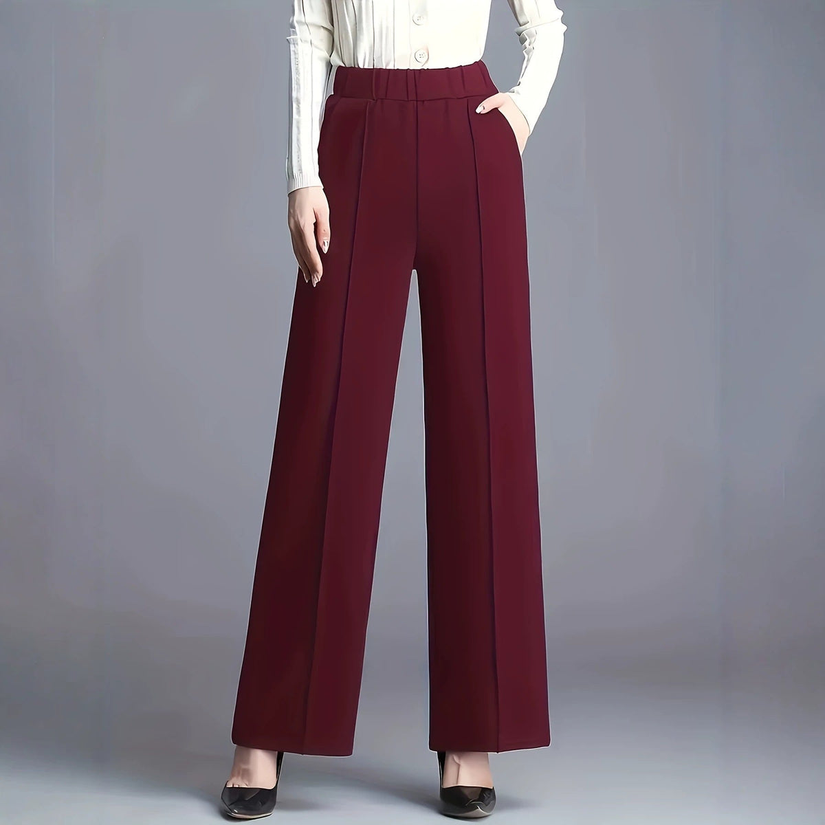 Women's High-waisted Wide-leg Straight-tailored Trousers