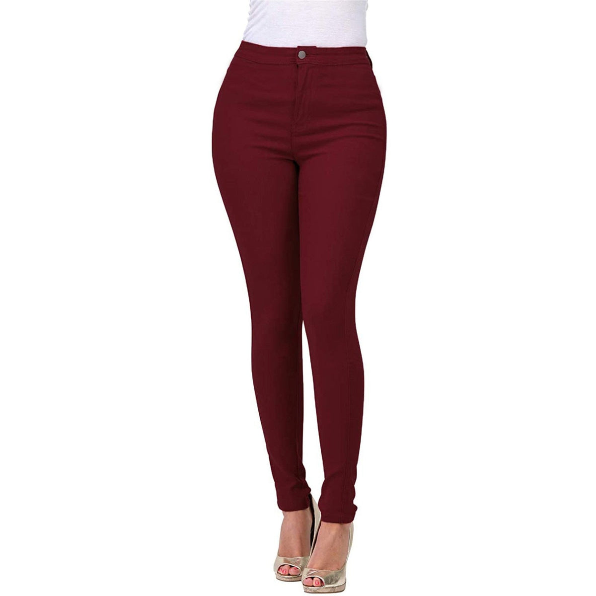 Multi-color Stretch Solid-color Denim Trousers For A Refined Look