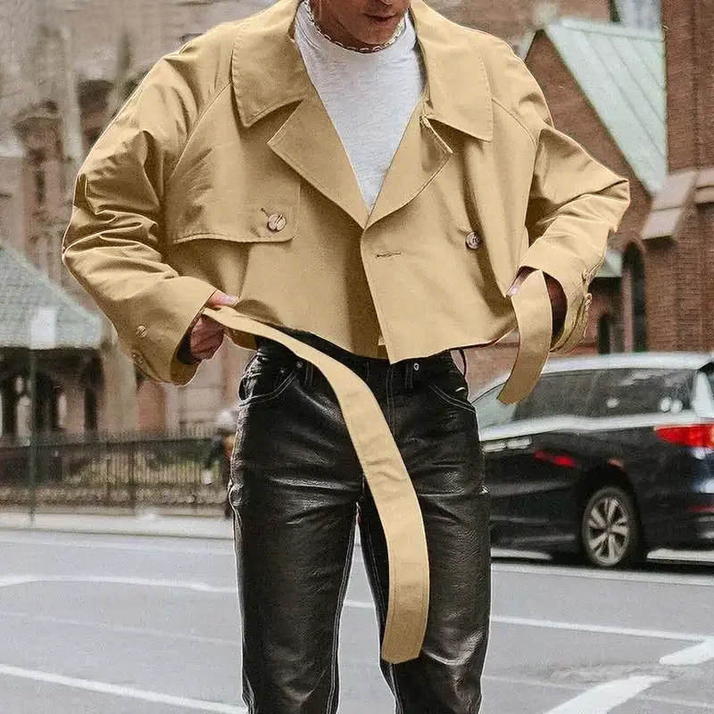 Mens Stylish Loose-fit Jacket Trench Coat