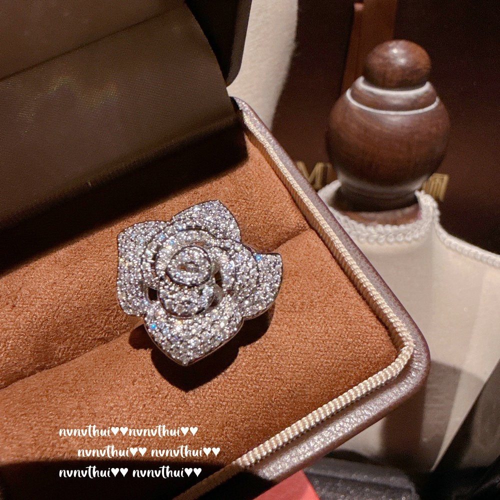 Fog Color Enchantress Camellia Gemstone Necklace Rich Charming Rose Zircon Earrings Bracelet Suit