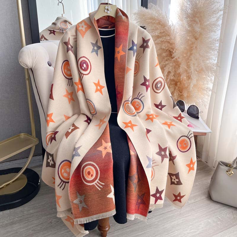 Double-sided Scarf Shawl For Women Autumnwinter