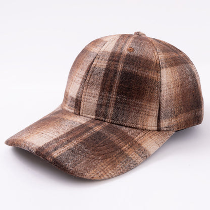 Retro Checkered Wool Baseball Cap - Thickened For Winter, Warm And Cozy Beanie Hat Suitable For Autumn And Winter, Versatile And Casual Hat For Daily Use