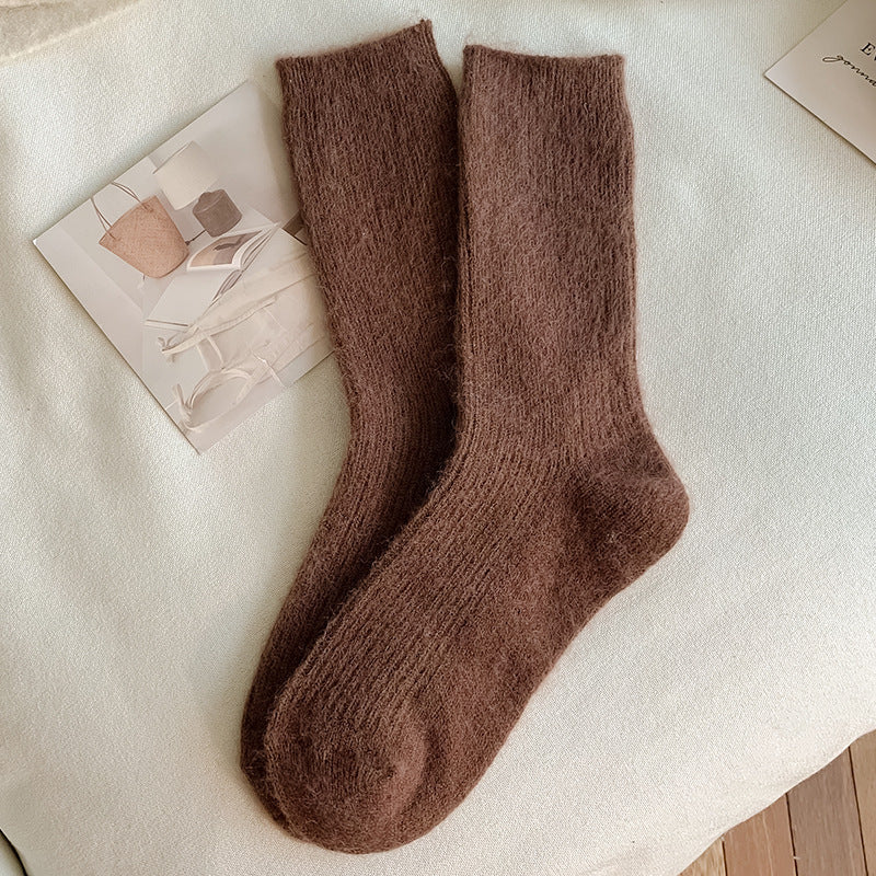 Autumn And Winter Solid Color Wool Socks