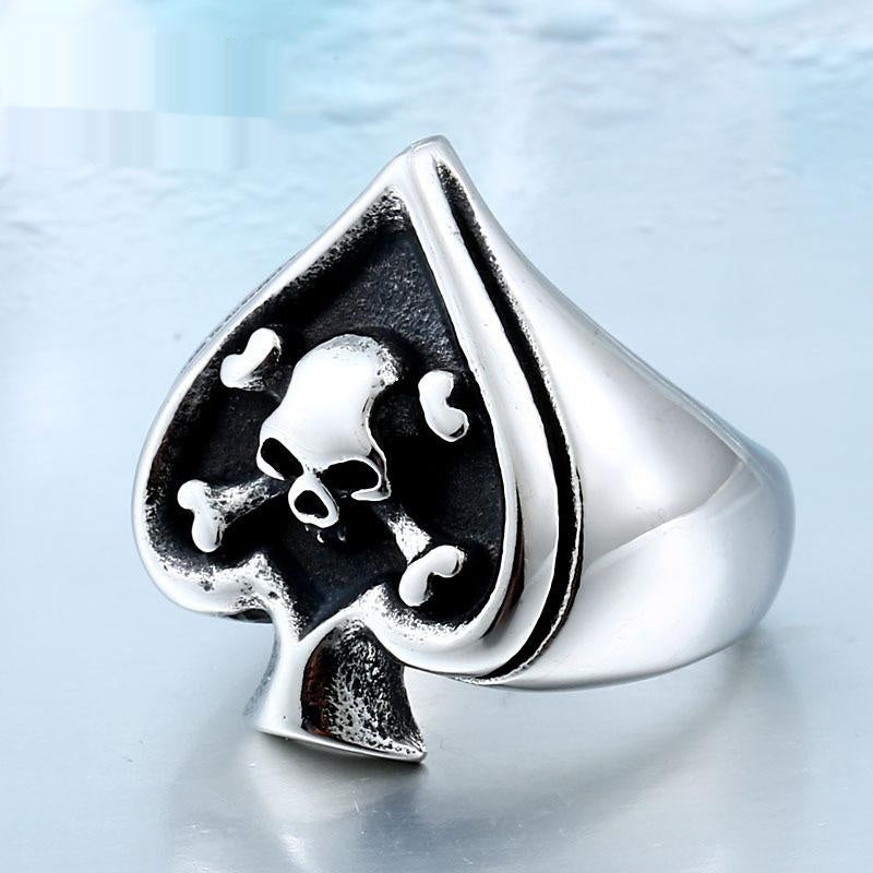 Tonghuashun Playing Card Mens Titanium Steel Ring
