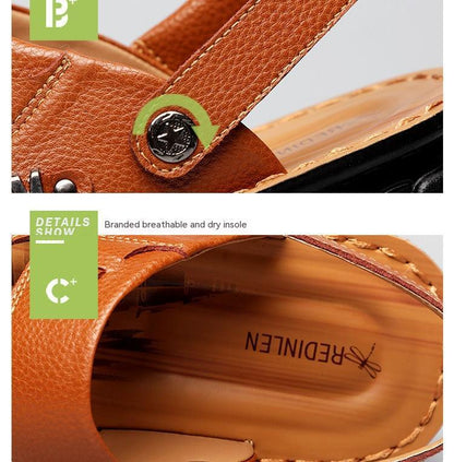 First Layer Cowhide Men's Non-Slip Beach Sandals
