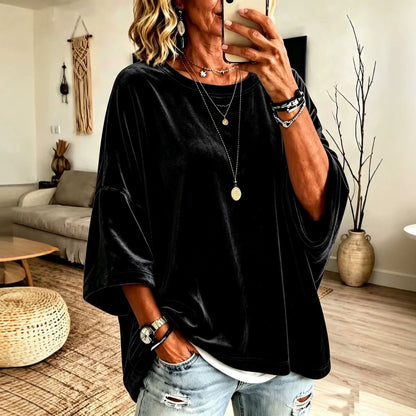Womens Round-neck Top, Velvet Sweatshirt