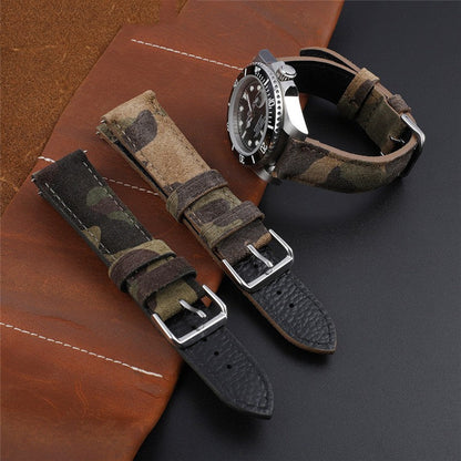 Creative And Versatile Camouflage Genuine Leather Watch Strap