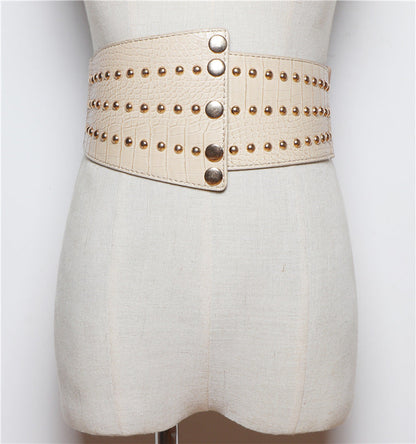Studded Waistband Waistband Retro Elastic Elastic Decoration Sweater Coat Wide Belt